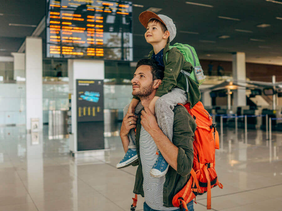 Father and son at the airport