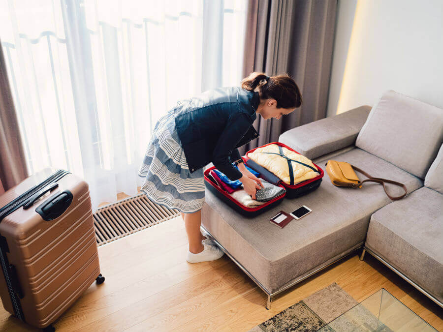 Woman packing bag